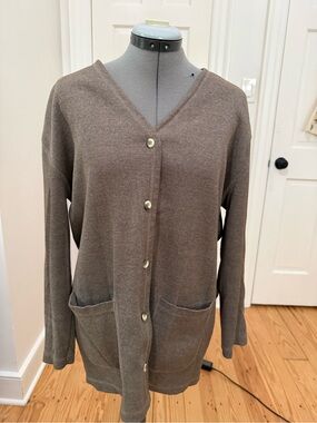 next Taupe V-Neck Button Cardigan with Pockets